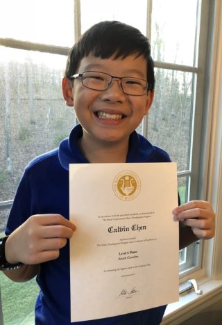 Calvin Chen of Charlotte Academy of Music earns the highest RCM score