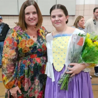 Grace Williams and Regina Ziliani at Beauty and the Beast a SHINE Musical Theatre production of Charlotte Academy of Music in Matthews NC